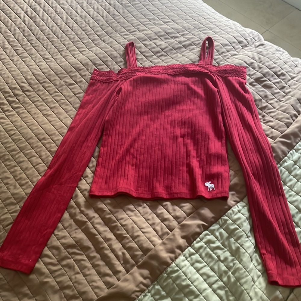 abercrombie kids red longsleeve shirt